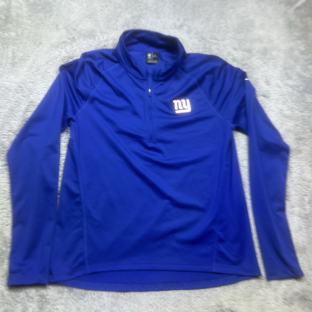Nike New York Giants 1/4 Zip Pullover Women's L Blue NFL Football Dri-Fit 925752